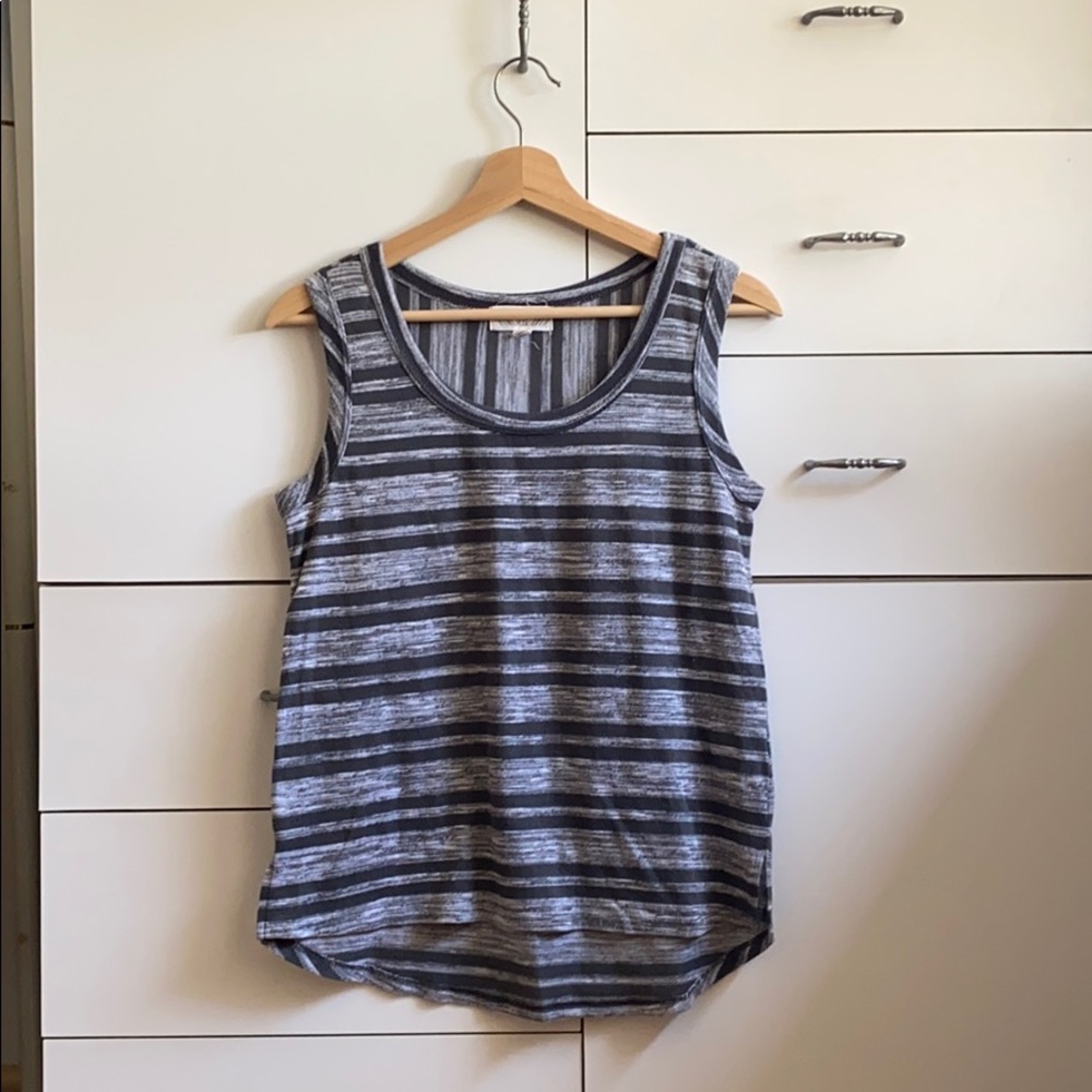 Pink Rose Gray Striped Tank Top